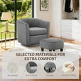 thumbnail image 3 of Tappio Swivel Accent Chair with Ottoman, 360 Swivel Velvet Barrel Chair Modern Armchair Sofa, Upholstered Reading Chair with Footrest for Living Room Bedroom Study Room, Gray, 3 of 8