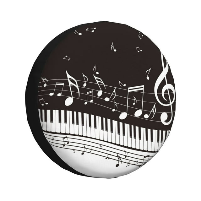 Vsdgher Piano Keys With Musical Notes for Spare Tire Cover, Tire Wheel Protector Wheel Cover Fit for Truck,Trailer,RV,SUV,Camper and Most Vehicle-14 inch
