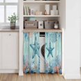 thumbnail image 6 of Coastal Starfish Blue Kitchen Curtain for Berdoom Living Room Cafe 54 Inch Length, Summer Beach Nautical Coral Tiers Curtains Light Filtering Drapes Rod Pocket Window Treatment 2 Panels 52"Wx54"L, 6 of 8