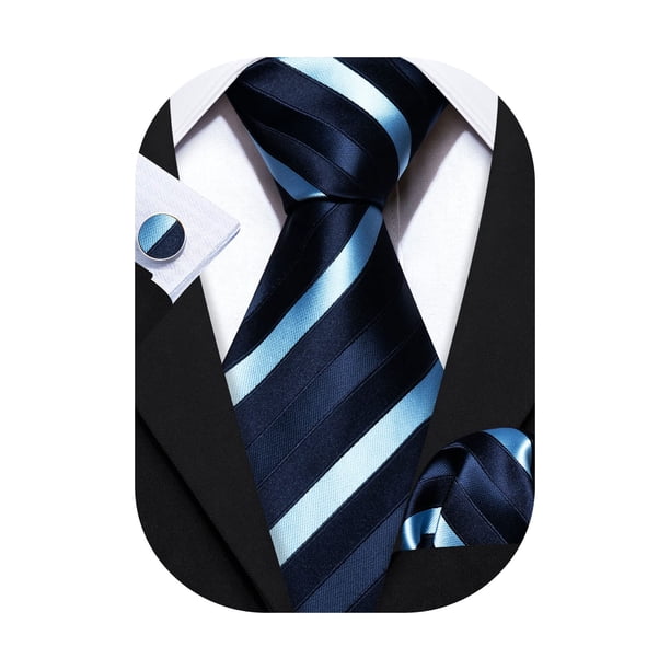 Set de Corbata Barry.Wang Rayas en Seda Tejida, Largo 150 cm