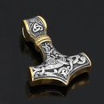 thumbnail image 2 of Steel Vintage Viking Gold Tone Thor S Hammer Pendant Necklace Odin Triangle Knot Axe Jewelry Gift For Him, 2 of 4