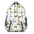 thumbnail image 3 of Excavator and Tree White Pattern Cute School Backpack Bag with Padded Back and Adjustable Shoulder Straps 16.9 X 12.6 X 5.9 Inches, 3 of 5