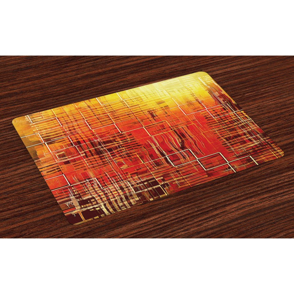 Burnt Orange Placemats Set of 4 Modern Mosaic Art Texture with Small