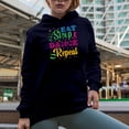 thumbnail image 2 of Eat Sleep Dance Repeat Dot Merch Gift Ideas for Dancers Navy Hooded Sweatshirt or Hoodie, 2XL, 2 of 5