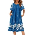 thumbnail image 2 of Oudiya Womens Nightgown Short Sleeve House Dress with Pockets-Floral Print Mumu Dress, 2 of 6
