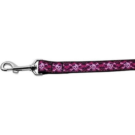6 ft. Hot Pink Plaid Skulls Nylon Dog Leashes