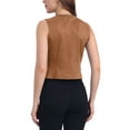 thumbnail image 3 of INSPIRE CHIC Women's Vest Faux Suede V Neck Button Vintage Casual Sleeveless Jacket M Dark Camel, 3 of 6