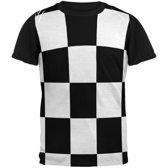 Finish Line Checkered Flag Adult Black Back T-Shirt