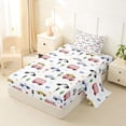 thumbnail image 2 of Castle Fairy Cartoon City Vehicle Print Twin Sheet Sets 3pcs for Teens, Bus Taxi Pattern Bedding for Boys Bedroom, Red White, 2 of 6