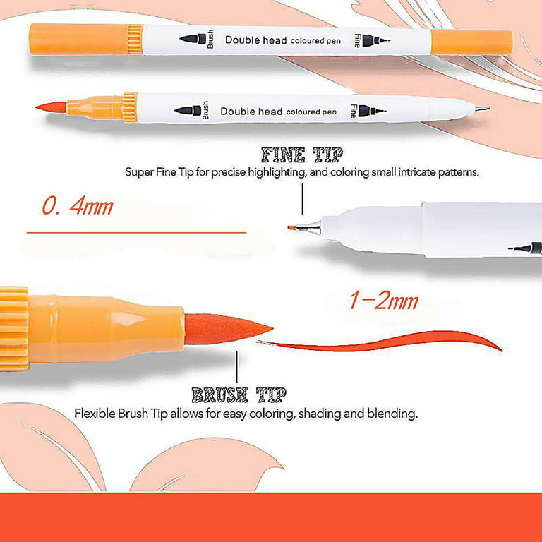 KINGART STUDIO Dual Tip Brush Pen Art Markers with Fineliner Set of 36