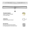 thumbnail image 3 of DreamDrain Professional Stainless Steel Linear Drain with Rain Pattern Grate - Easy Installation Shower Drain Kit with Hair Catcher (28 x 2.75 Inches), 3 of 10