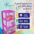thumbnail image 5 of Open Box Homz Plastic 3 Drawer Med Storage Tower, Clear Drawers/Purple Frame, 5 of 10
