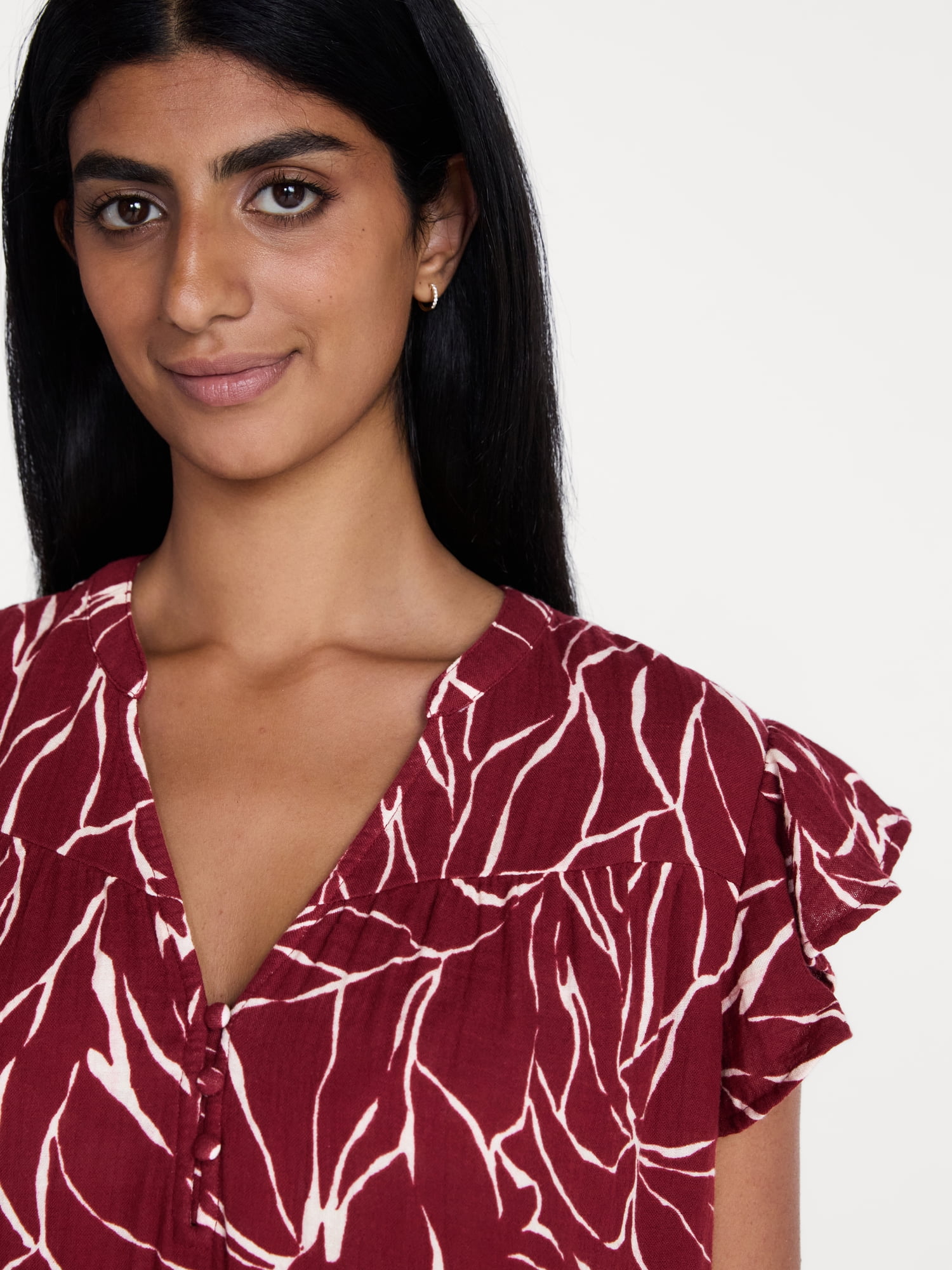 Time and Tru Women's Double Cloth Mini Dress with Flutter Sleeves, Sizes XS-XXXL