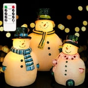 Meltone Snowman LED Flameless Candles, Set of 3 Christmas LED Flickering Lights Decoration
