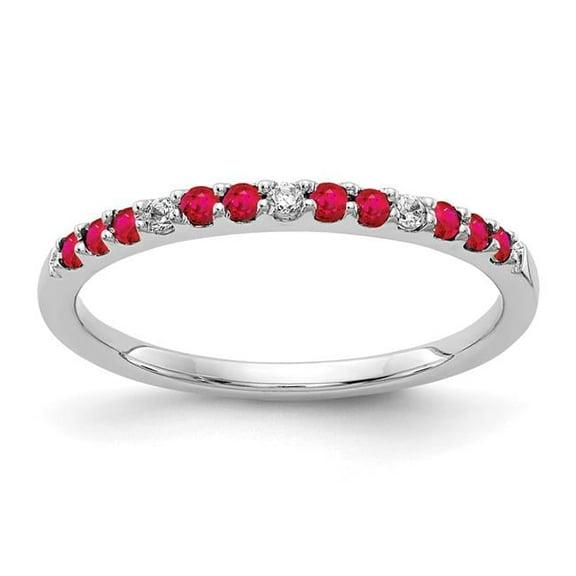 Primal Gold 14 Karat White Gold Diamond and Ruby Ring