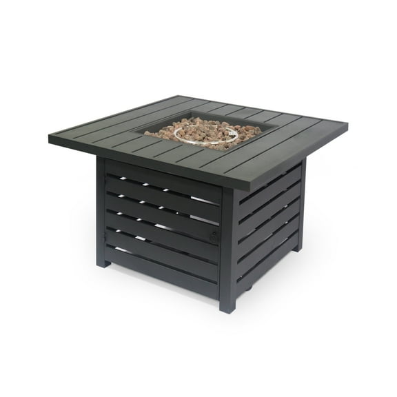 Moira Square Iron Fire Pit, Matte Black