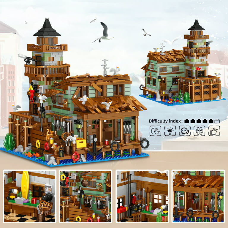 lancering Uden tvivl så meget HI-Reeke Fishing Village Store House Mini Brick Building Block Set Moc  Architecture Kit Toy 1881Pcs - Walmart.com