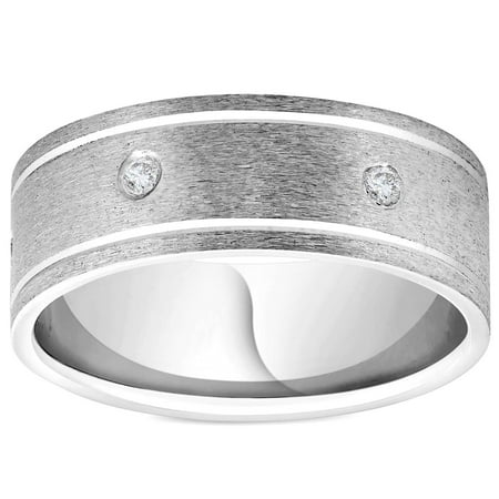 Mens 950 Platinum Diamond Brushed Wedding Ring Band Walmart Canada