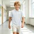 thumbnail image 7 of Boys' School Uniform Short Sleeve Polo Shirt Button Closure Moisture Wicking Performance Material, 7 of 7