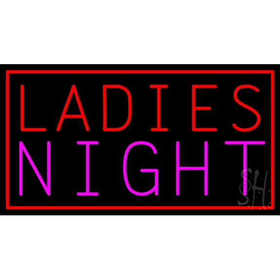 Ladies Night LED Neon Sign 20 x 37 - inches, Clear Edge Cut Acrylic Backing, with Dimmer - Bright and Premium built indoor LED Neon Sign for Bar decor.