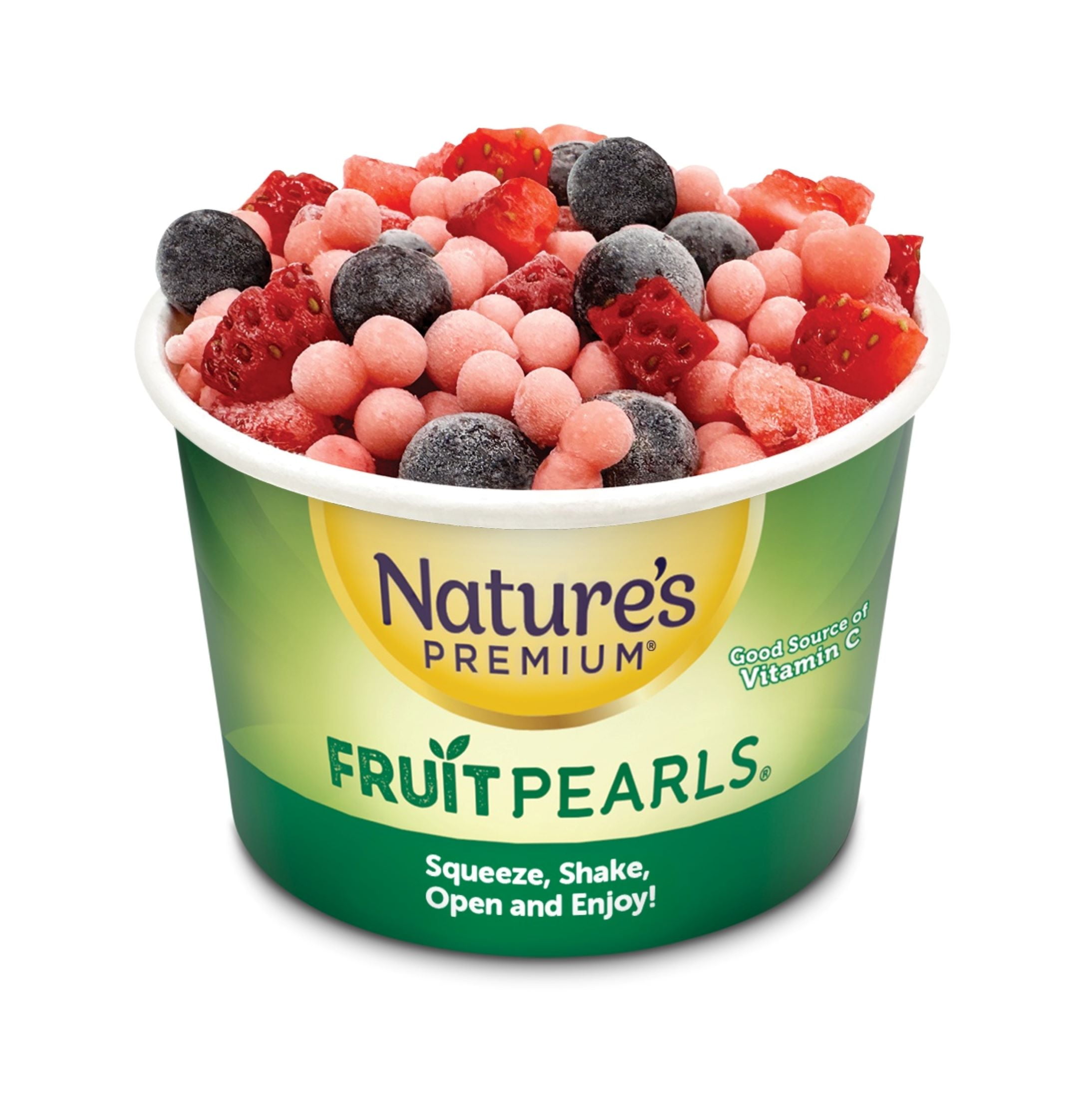 Nature's Premium Fruit Pearls, Frozen Fruit Snack, Triple Berry, 2.3 oz Cups, 4 Count Box