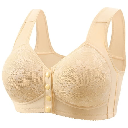 Women s Front Closure Bras Posture Full Coverage Plus Size Underwire Unlined Back Support Plunge Seamless Bra Beige XXXXXL