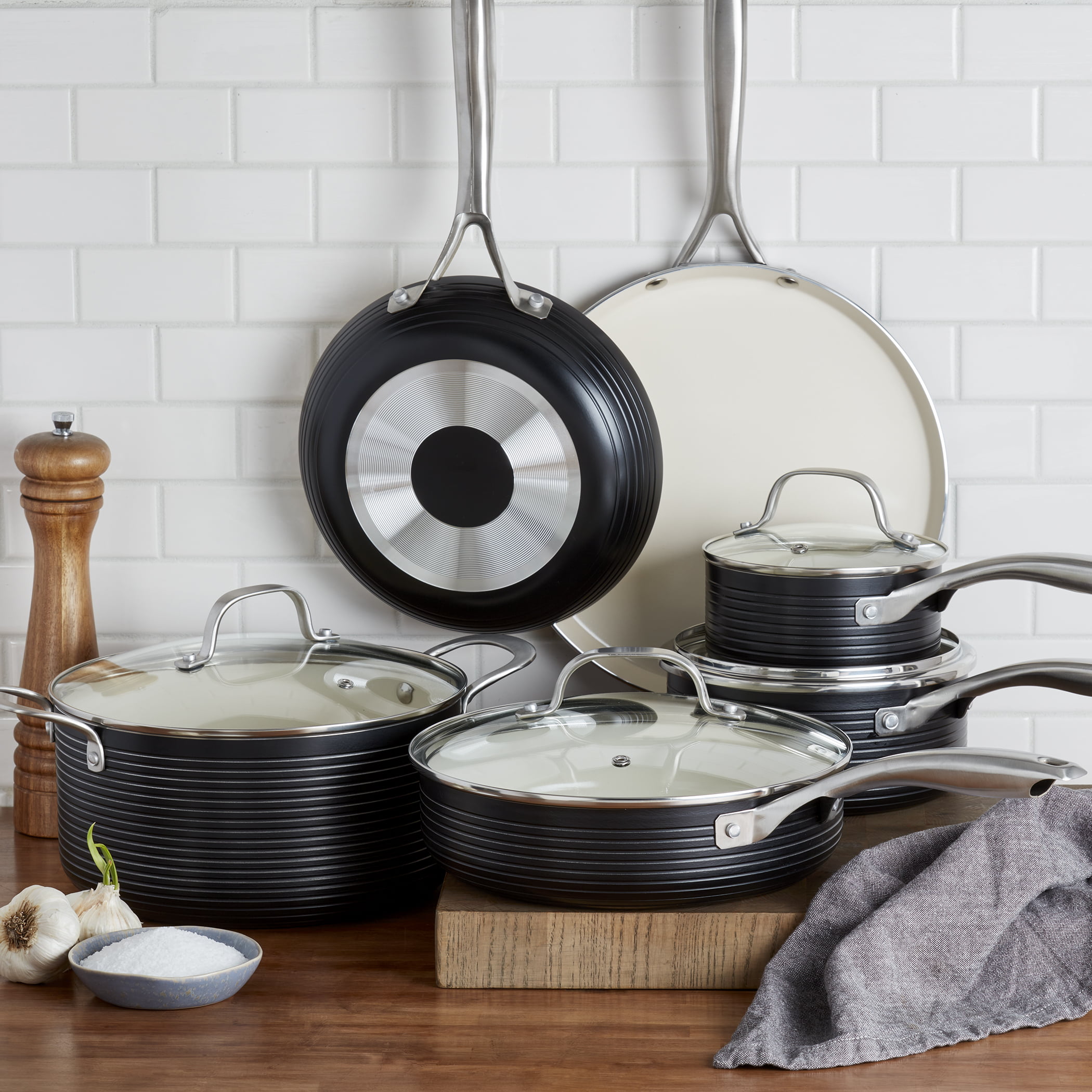  Denmark Tools For Cooks 10-Piece Monaco Nonstick Aluminum  Cookware Set, Snow White: Home & Kitchen