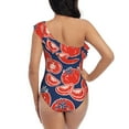 thumbnail image 6 of Yiaed Hand Drawn Tomatoes Print Women One Piece Swimsuits Tummy Control One Shoulder Bathing Suits Pattern Ruffle Swimwear-X-Large, 6 of 8