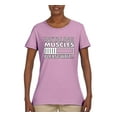 thumbnail image 2 of Wild Bobby Installing Muscles Please Waitâ€¦ Gym/Workout Women Graphic Tee, Light Pink, Medium, 2 of 5