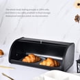 thumbnail image 3 of Stainless Steel Bread Box,Large Capacity Bread Box with Roll Up Lid Multifunctional Counter Storage Container,Bread Bin Holder,For Home and Kitchen (Black-11.8" L x 10" W x 7" H), 3 of 3