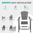 thumbnail image 4 of JEAREY Outdoor Tall Adirondack Chair Set of 2 with Connecting Tray Grey, 4 of 5