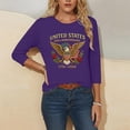 thumbnail image 5 of Women's Stylish Printed 3/4 Sleeve Top, Round Neck Casual Pullover T-Shirt Blouse, USA 250th Anniversary Lightweight Soft Summer Fashion Shirt, Patriotic Flourish, S-4XL, 5 of 7