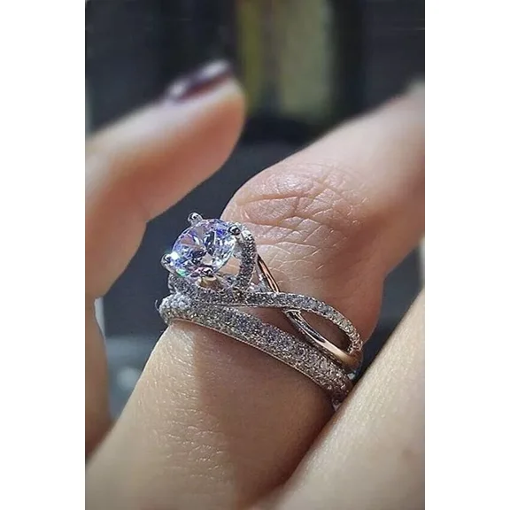 RKC Wedding Engagement Bridal Ring Set 14K White Gold Plated 2.23 Ct Real Moissanite