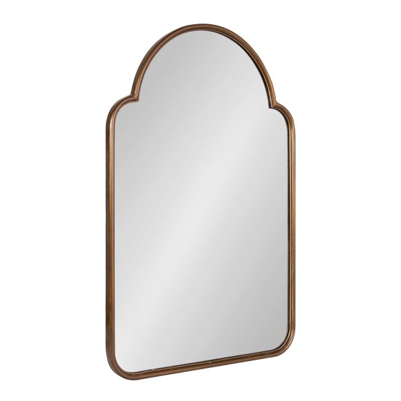 Kate and Laurel Arthell Scalloped Mirror, 24 x 36, Antique Gold, Vintage Farmhouse Arched Scallop Wall Mirror with Sleek Frame and Substantial Reflective Surface