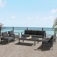 thumbnail image 3 of FYRICKLYLINOO 7 Seats Outdoor Patio Aluminum Furniture Set, 5 Piece Outdoor Modern Conversation Sectional Sofa Set with Side Table, Grey Frame and Cushion, 3 of 5