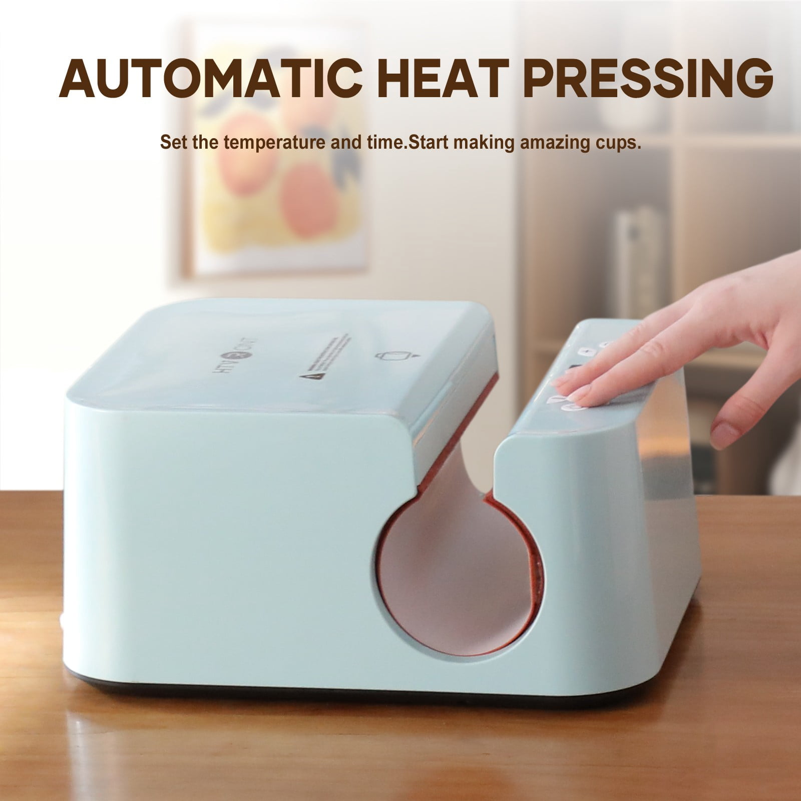 HTVRONT Automatic Mug Heat Press Machine Bundle, Tumbler Transfer Sublimation DIY Print Cup Mug, w/8Pack Sublimation Glass Blanks
