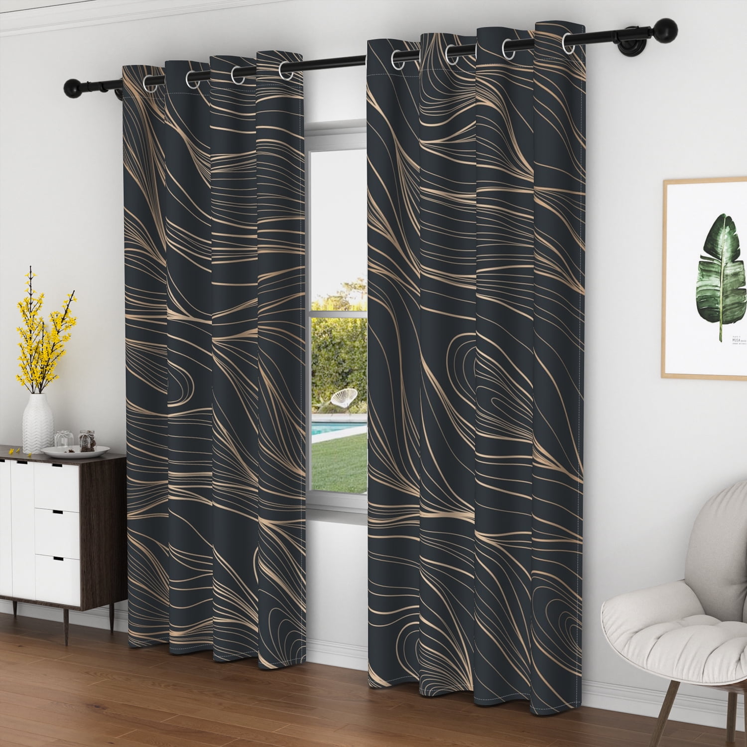 Lfeey Opaque Blackout Curtains for Bedroom Room Darkening Insulation and Noise Reduction, 42x72 inches, 2 Panels