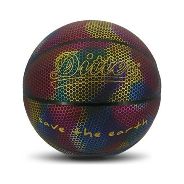 Outdoor Sport Multicolor Reflective Basketball No.7 Save The Earth Pu Rubber Toys For Adult Gift