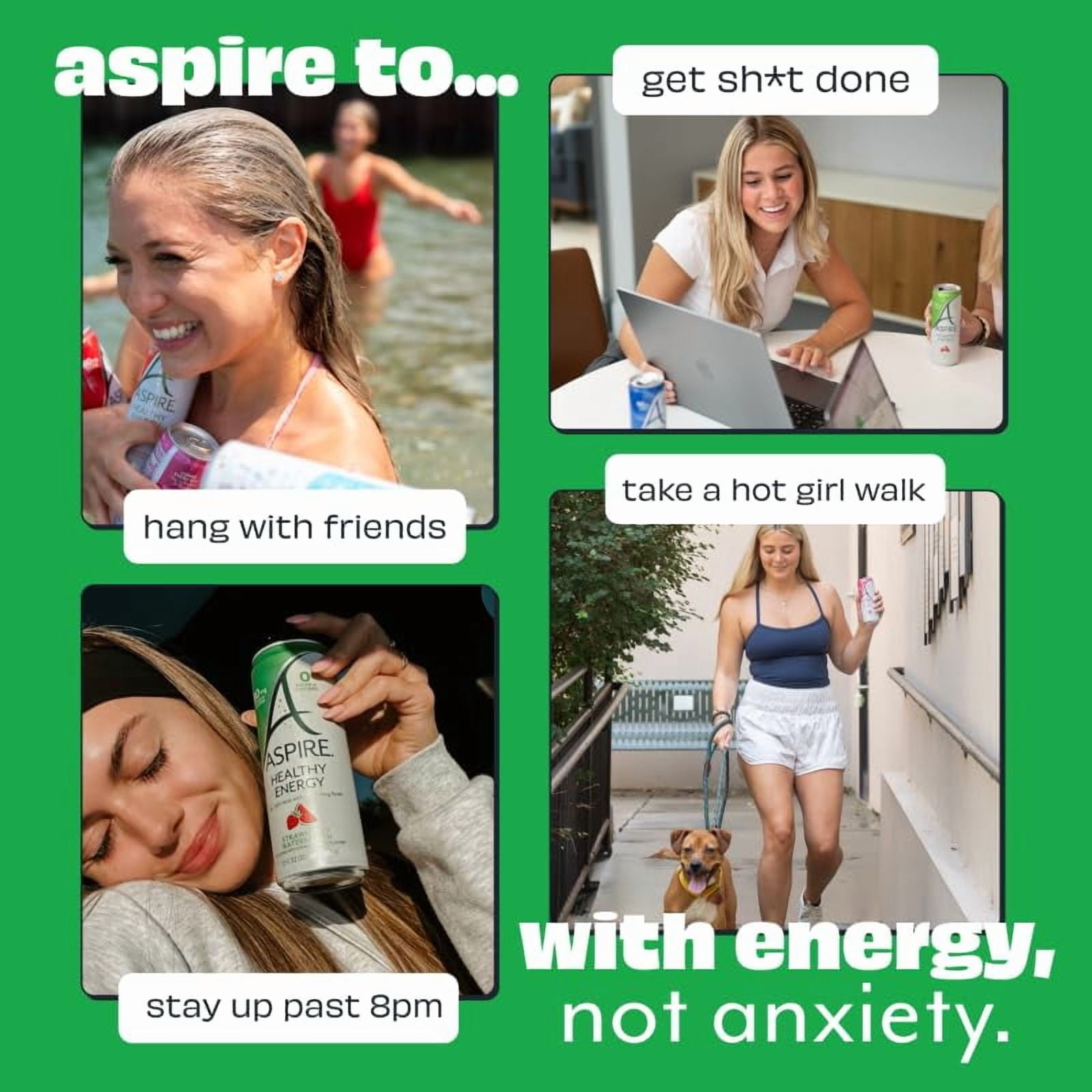 ASPIRE® Apple + Acai, Healthy Energy Drink 80mg Natural Caffeine, Zero Sugar No Carbs Keto Friendly, 12 Pack Green Tea Sugar Free Drink Low Caffeine Zero Calorie