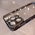 thumbnail image 2 of Compatible with iPhone Case,Electro Plated Glitter Bling Sparkle Camera Lens Bumper Protection Clear Soft Shockproof Cover Phone Case (Black,iPhone 14 Pro Max), 2 of 10