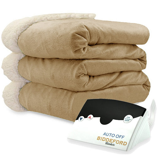 Biddeford Blankets Micromink Sherpa Electric Heated Blanket