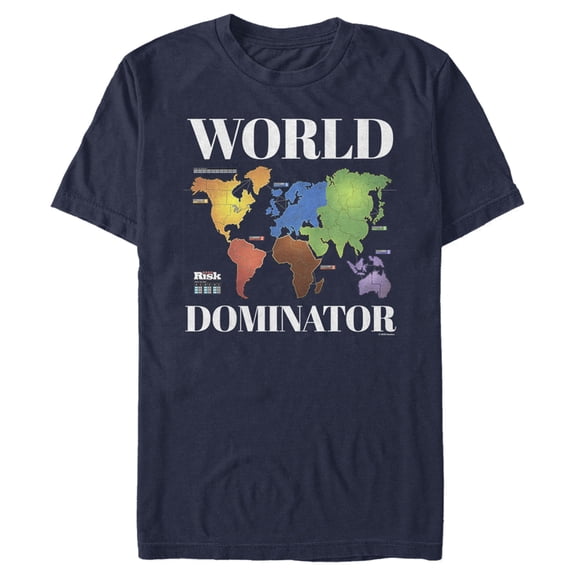Men's Risk World Dominator  Graphic Tee Navy Blue Small