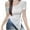 White, variant on Women One Shoulder Off Shoulder Short Sleeves Side Split Irregular Hem Slim Fit Blouse Tops Gray Free Size