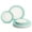 RIO-Pearl Turquoise Blue, variant on " OCCASIONS " 100 Plates Pack,(50 Guests) Heavyweight Wedding Party Disposable Plastic Plates -50x10.25'' Dinner+50 x 7.5'' Salad/Dessert (Rio Collection White & Turquoise blue)