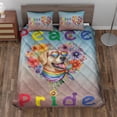 thumbnail image 2 of Peace Love Pride Golden Retriever with Rainbow Sunglasses LGBT LGBTQ+ Quilt Bedding Set Goldens Dog Lover Gifts Idea 1 Blanket Bed Cover 2 Pillowcases - 01004, 2 of 5
