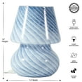 thumbnail image 2 of Urban Shop Blue Stripe Glass Mushroom Lamp, 10" H x 7.5" W, Plug in, 2 of 12