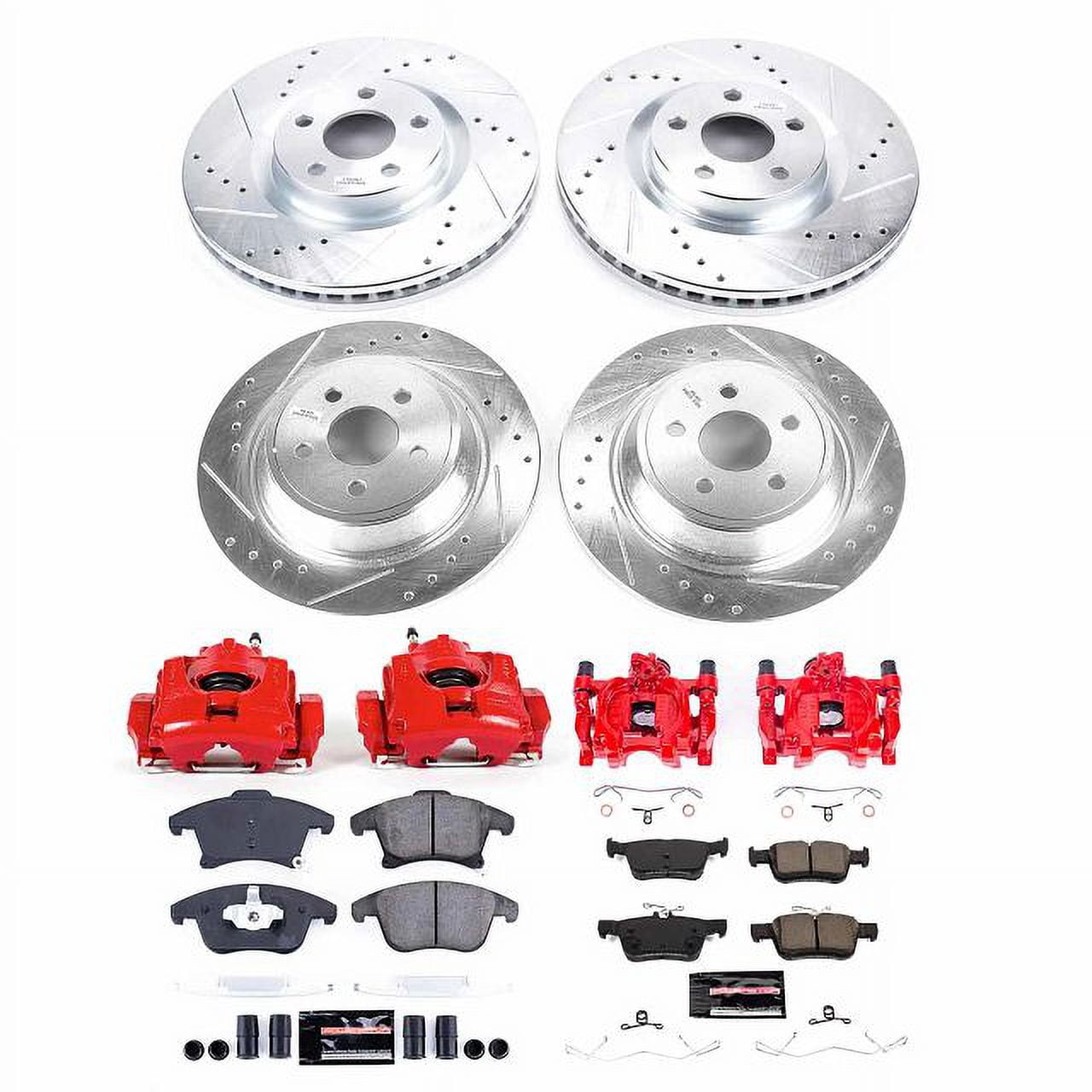 PowerStop Front and Rear Z23 Evolution Sport Brake Pad and Rotor Kit with Red Powder Coated Calipers Fits: FORD Select Models KC8541