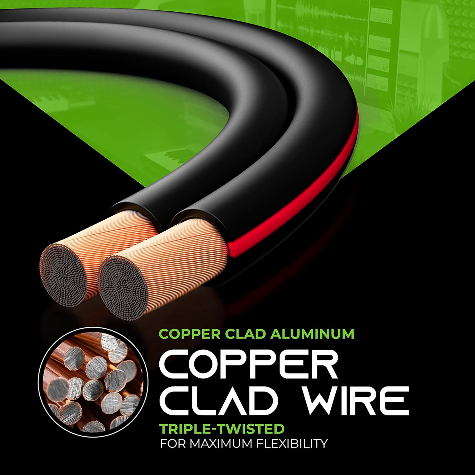 GearIT 14/2 CCA Wire Speaker Cables, 14AWG Gauge 200ft Black