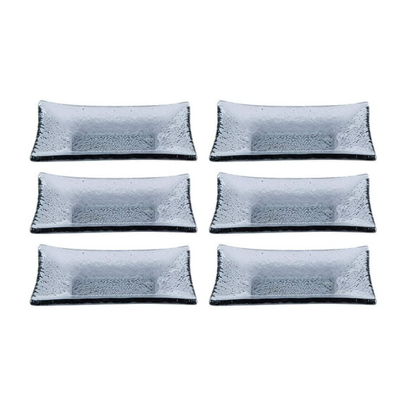 Turgla Fusion Glass 4.25" x 2.5" x h:0.5" 1 oz. Rectangular Charcoal Glass Ramekin (Set of 6)