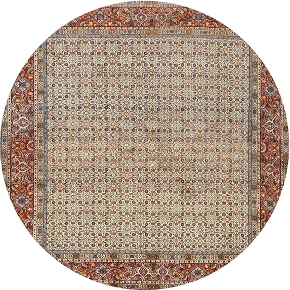 Ahgly Company Indoor Round Traditional Dark Sienna Brown Persian Area Rugs, 3' Round